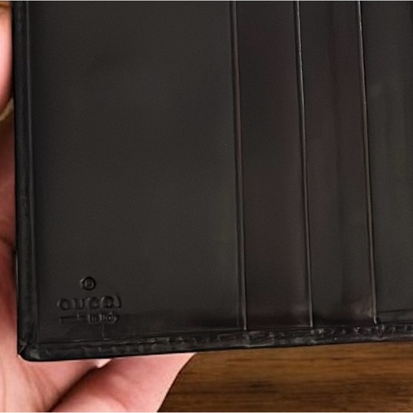 GUCCI Dark Brown Lambskin and Canvas GG Guccismo Bifold Wallet - Picture 3 of 6